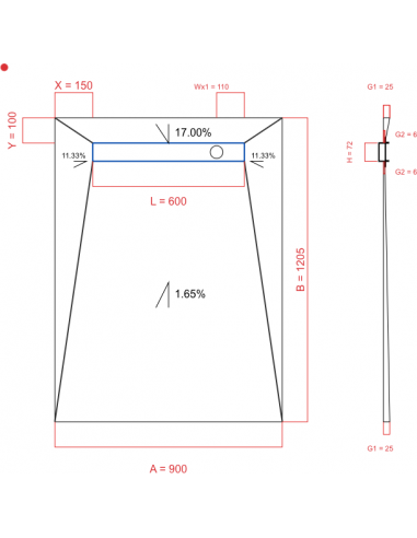 Showerlay Wiper 4 way 900 x 1205 mm...