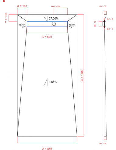 Showerlay Wiper 4 way 886 x 1805 mm...