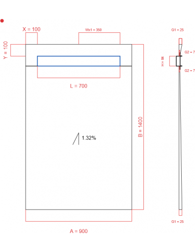 Showerlay Wiper 1 way 900 x 1400 mm...