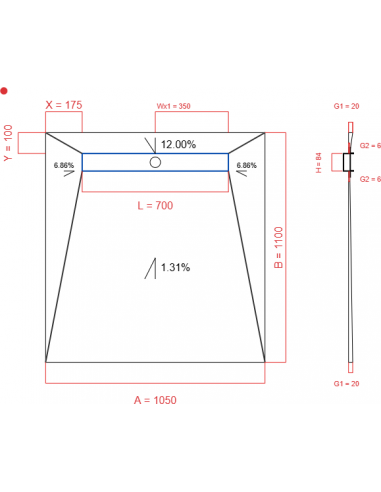 Showerlay Wiper 4 way 1050 x 1100 mm...