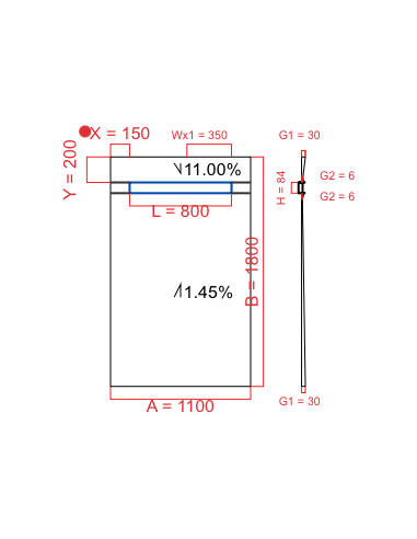 Showerlay Wiper 2 way 1100 x 1800 mm...
