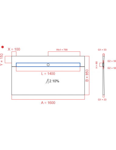 Showerlay Wiper 1 way 1600 x 850 mm...