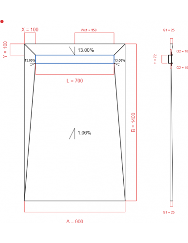 Showerlay Wiper 4 way 900 x 1400 mm...