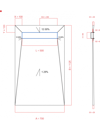 Showerlay Wiper 4 way 700 x 1125 mm...