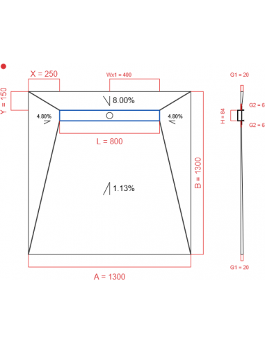 Showerlay Wiper 4 way 1300 x 1300 mm...