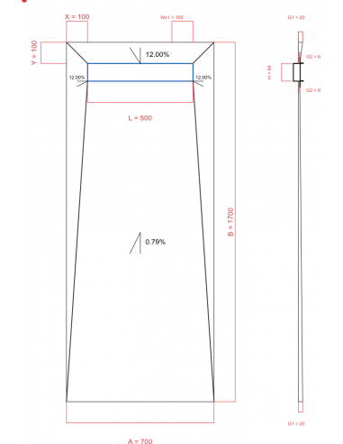 Showerlay Wiper 4 way 700 x 1700 mm...