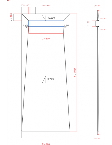 Showerlay Wiper 4 way 700 x 1700 mm...