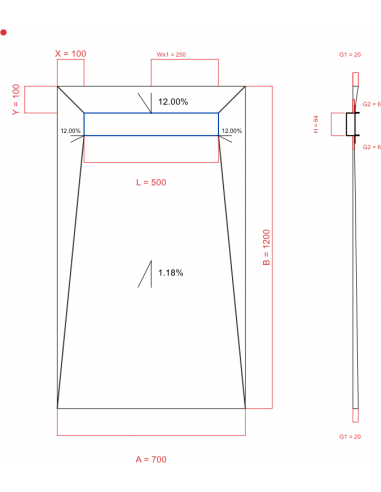 Showerlay Wiper 4 way 700 x 1200 mm...