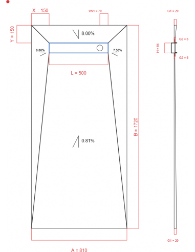 Showerlay Wiper 4 way 810 x 1720 mm...