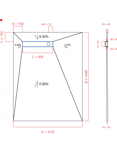 Showerlay Wiper 4 way 1135 x 1445 mm...