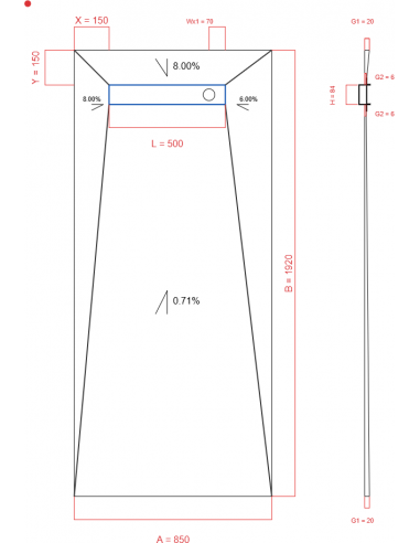 Showerlay Wiper 4 way 850 x 1920 mm...
