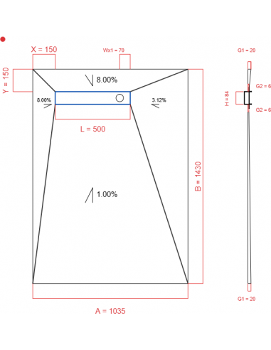 Showerlay Wiper 4 way 1035 x 1430 mm...