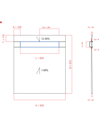 Showerbase Wiper 2 way 800 x 900 mm...