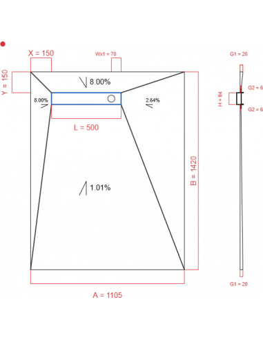 Showerlay Wiper 4 way 1105 x 1420 mm...