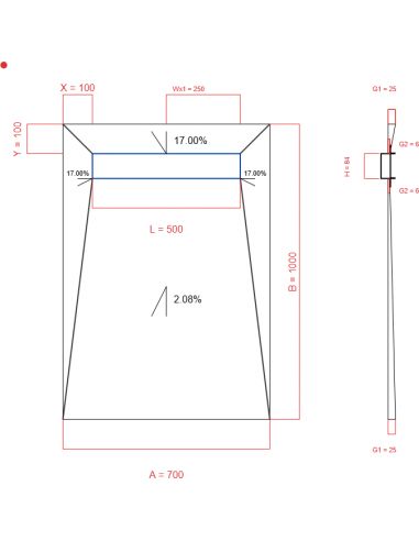 Showerlay Wiper 4 way 700 x 1000 mm...