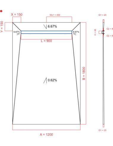 Showerlay Wiper 4 way 1200 x 1800 mm...