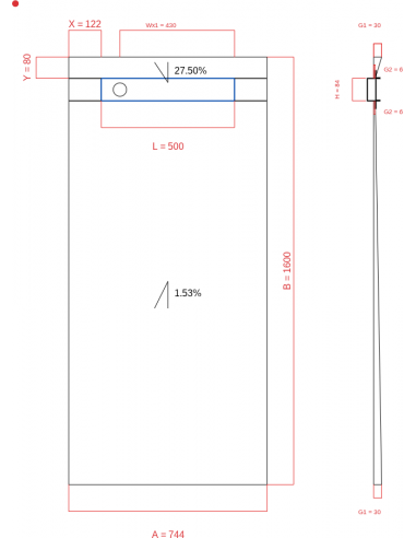 Showerlay Wiper 2 way 744 x 1600 mm...