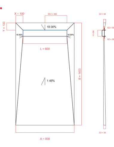 Showerlay Wiper 4 way 800 x 1400 mm...