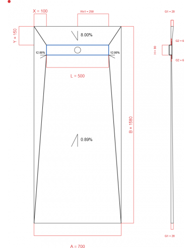 Showerlay Wiper 4 way 700 x 1580 mm...