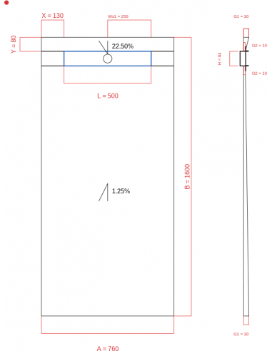 Showerlay Wiper 2 way 760 x 1600 mm...