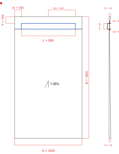 Showerlay Wiper 1 way 1000 x 1800 mm...