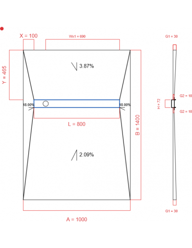 Showerlay Wiper 4 way 1000 x 1400 mm...