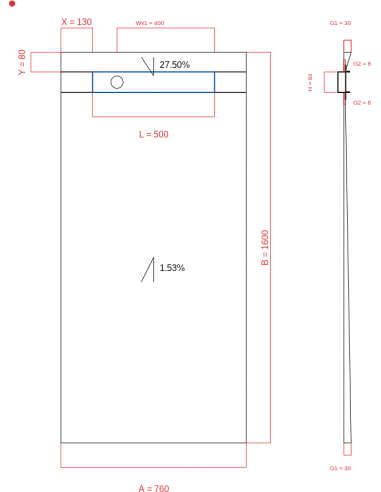 Showerlay Wiper 2 way 760 x 1600 mm...