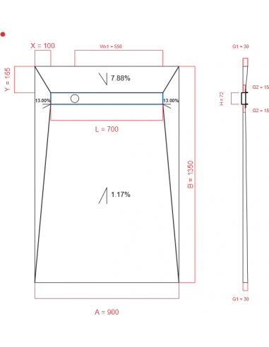Showerlay Wiper 4 way 900 x 1350 mm...
