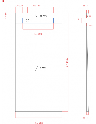 Showerlay Wiper 2 way 760 x 1600 mm...