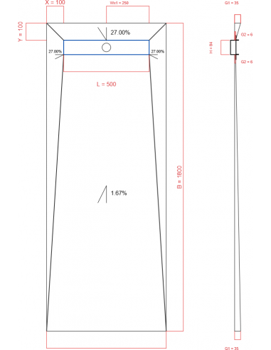 Showerlay Wiper 4 way 700 x 1800 mm...
