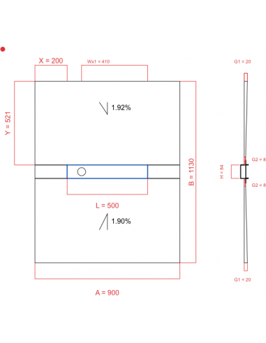 Showerlay Wiper 2 way 900 x 1130 mm...