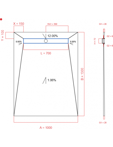 Showerlay Wiper 4 way 1000 x 1300 mm...