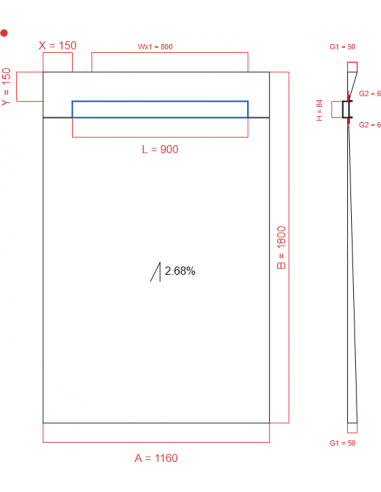 Showerlay Wiper 1 way 1160 x 1800 mm...
