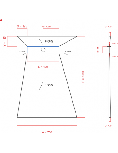 Showerlay Wiper 4 way 750 x 1010 mm...