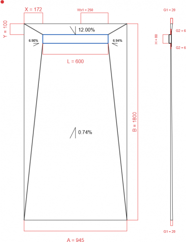 Showerlay Wiper 4 way 945 x 1800 mm...
