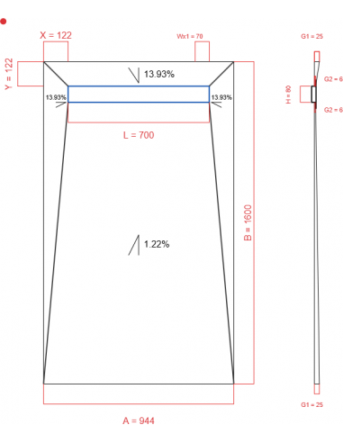 Showerlay Wiper 4 way 944 x 1600 mm...