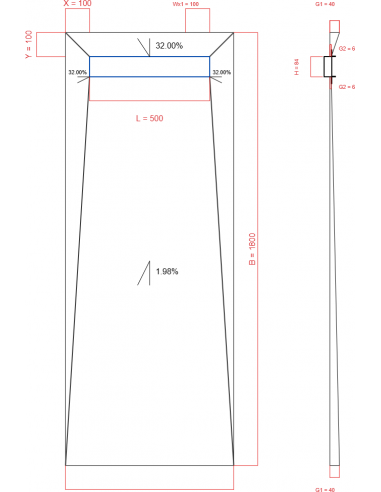 Showerlay Wiper 4 way 700 x 1800 mm...