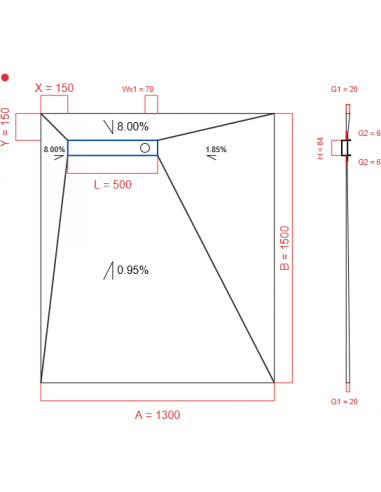 Showerlay Wiper 4 way 1300 x 1500 mm...