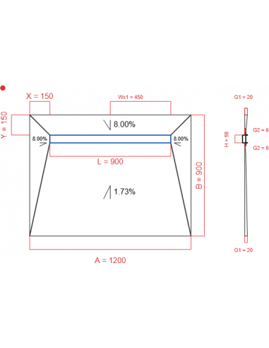 Showerlay Wiper 4 way 1200 x 900 mm...