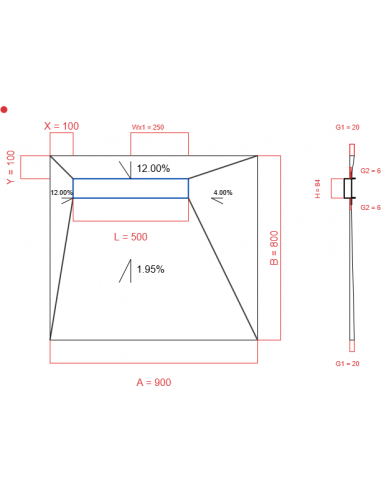 Laybase Wiper 4 way 900 x 800 mm Line...