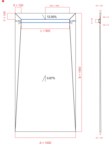 Showerlay Wiper 4 way 1000 x 1950 mm...