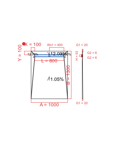 Showerlay Wiper 4 way 1000 x 1300 mm...