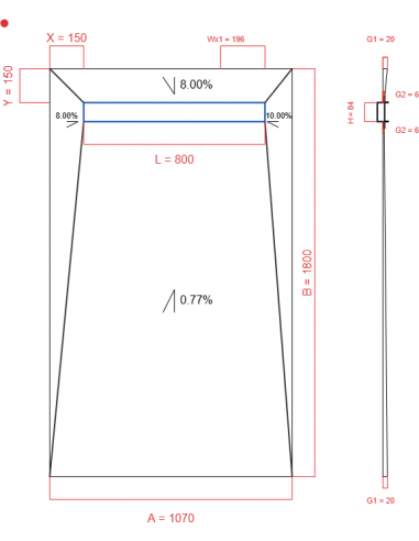 Showerlay Wiper 4 way 1070 x 1800 mm...