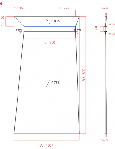 Showerlay Wiper 4 way 1007 x 1800 mm...