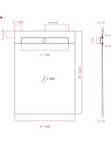 Showerlay Wiper 1 way 900 x 1230 mm...