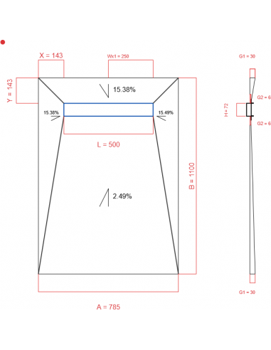 Showerlay Wiper 4 way 785 x 1100 mm...