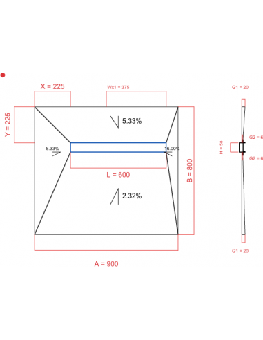 Showerlay Wiper 4 way 900 x 800 mm...