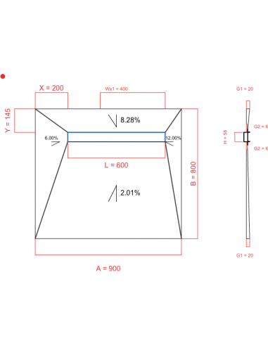 Showerlay Wiper 4 way 900 x 800 mm...