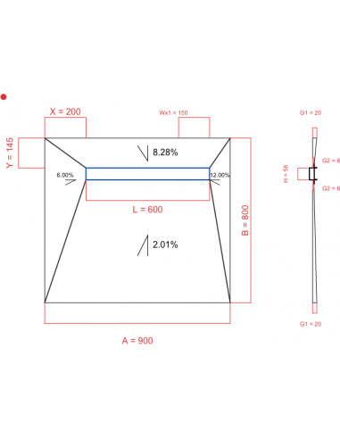 Showerlay Wiper 4 way 900 x 800 mm...