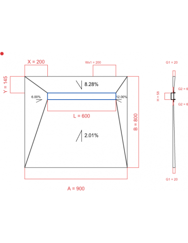 Showerlay Wiper 4 way 900 x 800 mm...